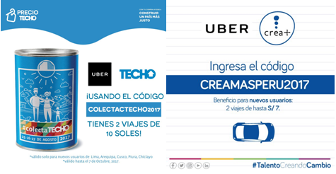 Uber lanza campaña social para Crea+ y Techo