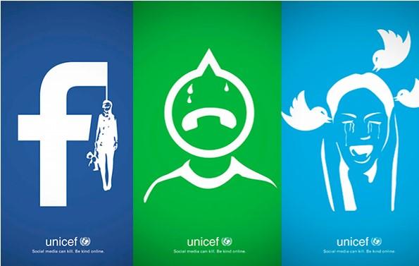 UNICEF presenta esta impactante campaña gráfica que ilustra el bullying a través de las redes sociales